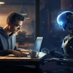 Ai graphic designer with robot