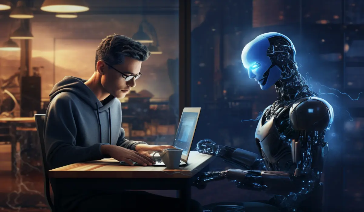 Ai graphic designer with robot